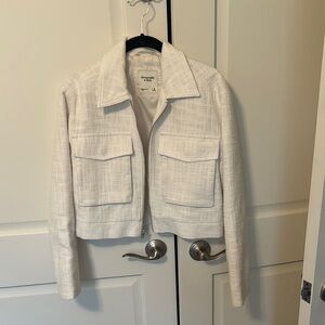 Abercrombie & Fitch White Cropped Jacket